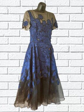 Oscar de la Renta | Embroidered Floral Print A-Line Dress